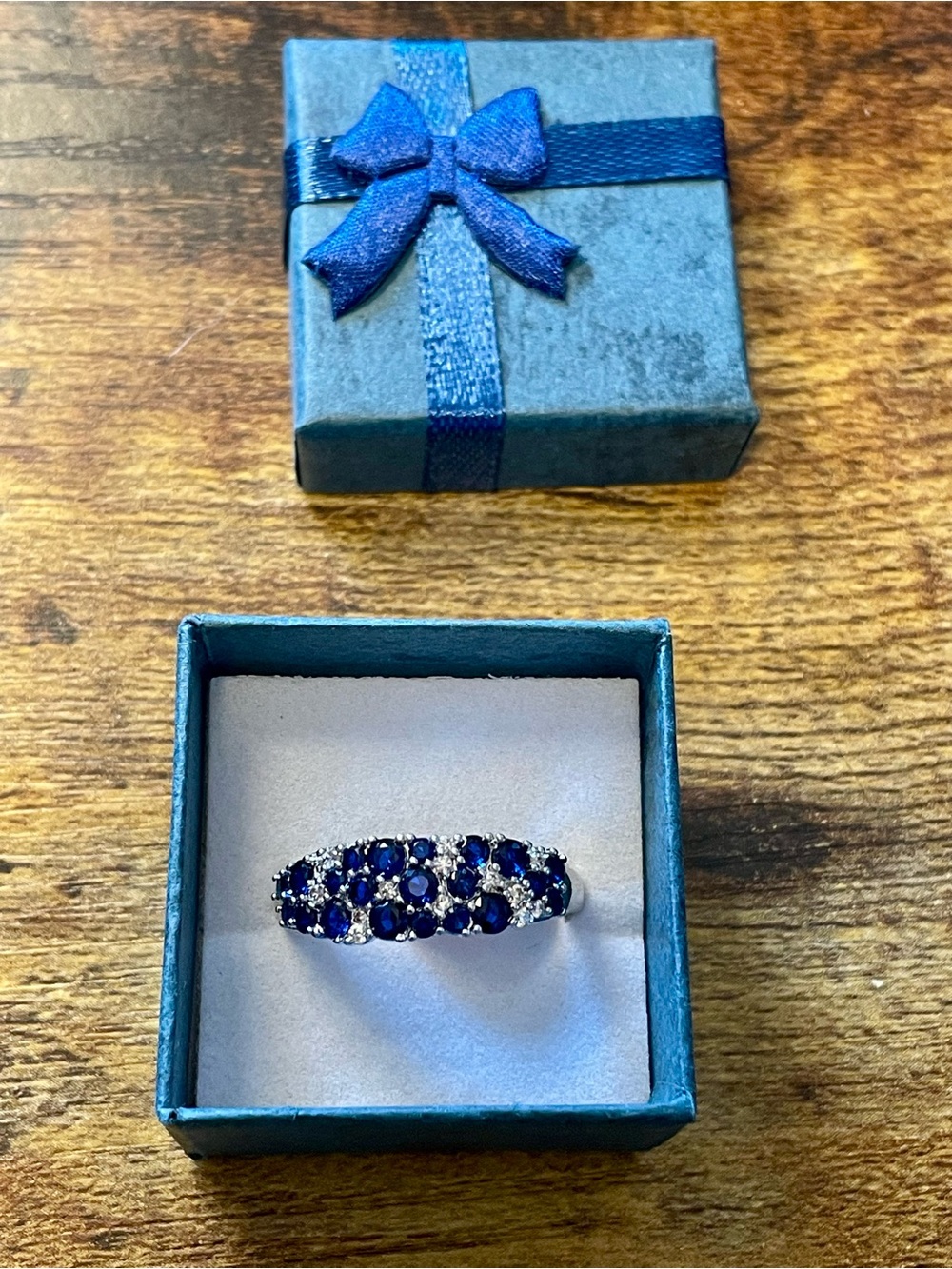 Bomb Party OG Ring Blue Sapphire and Diamond CZ on Rhodium - Size 10